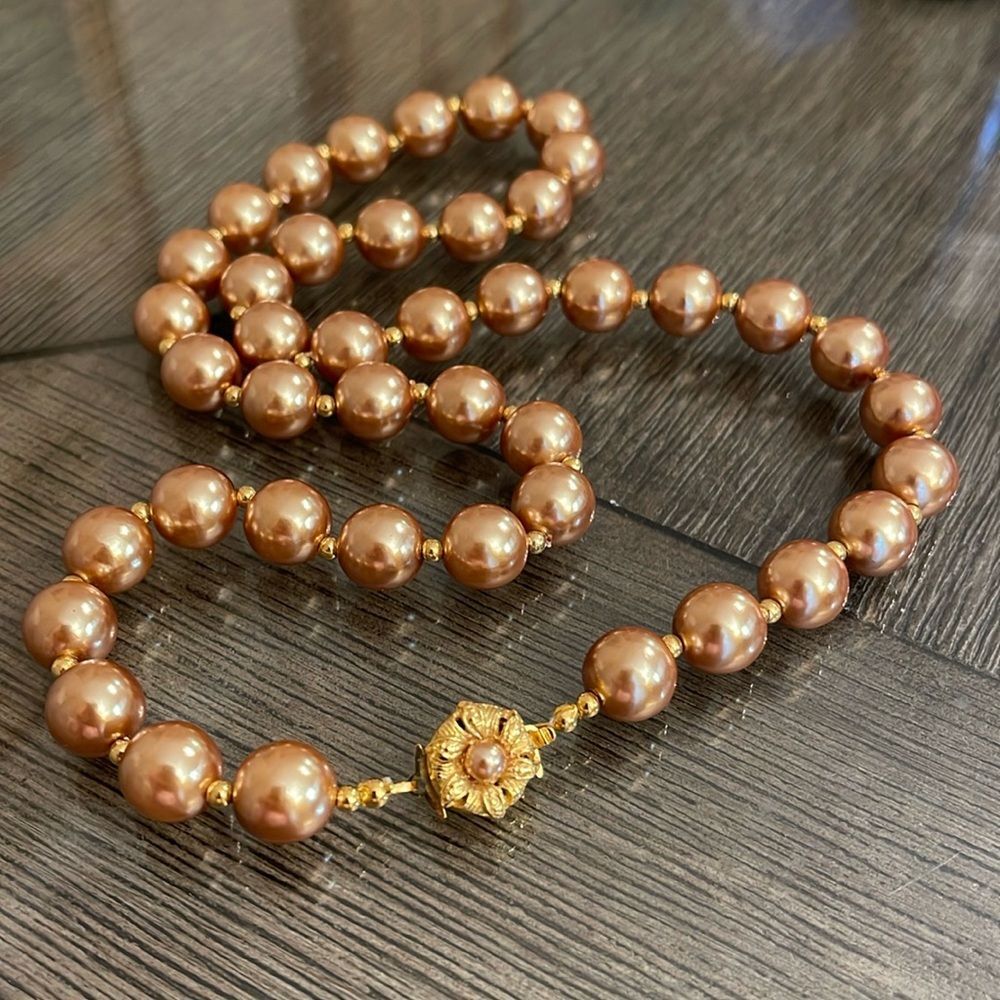 Vintage Strand of Champagne Colored Faux Pearls